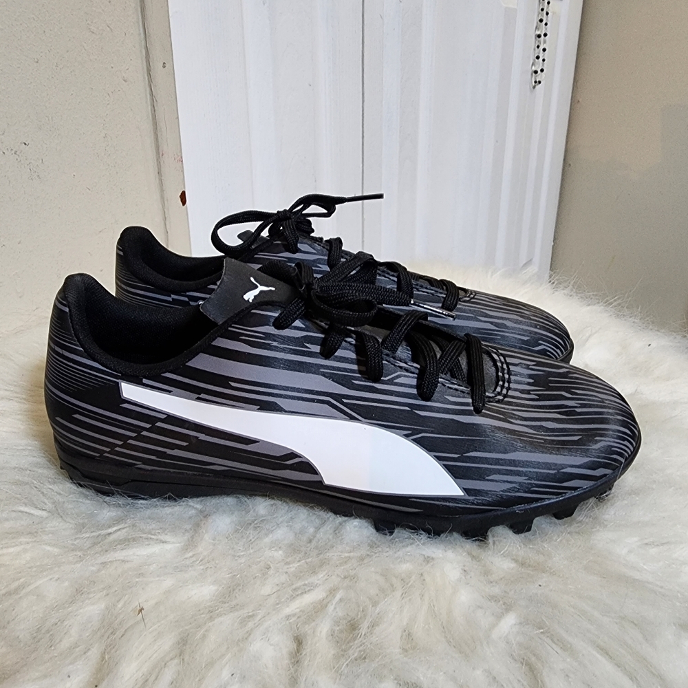 Youth Puma Rapido III Black & White Soccer Cleats